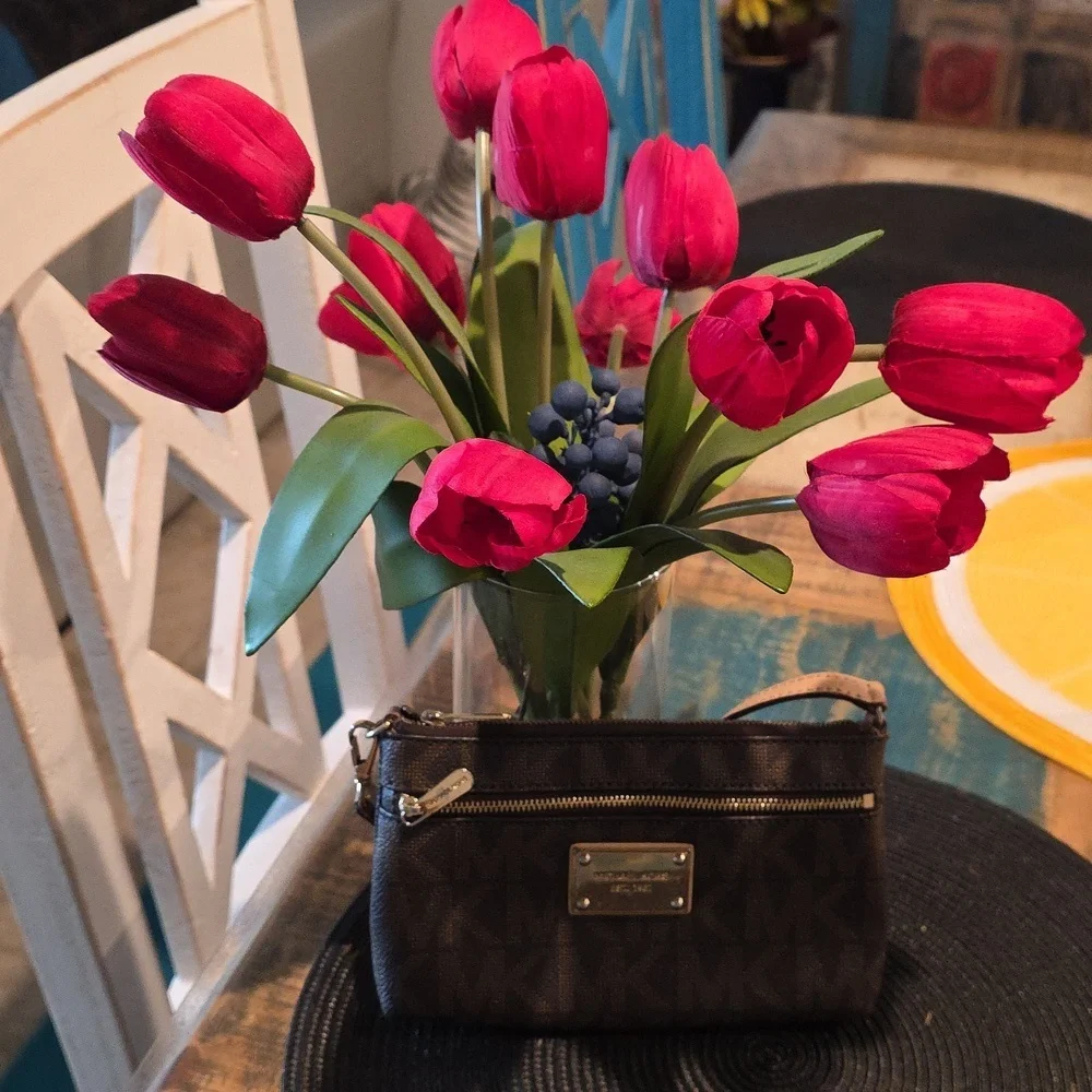 Michael Kors Brown Wristlet‎ with Gold Accents